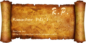 Ramacher Pál névjegykártya